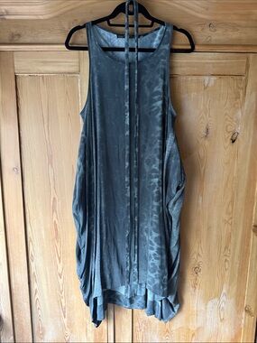 All Saints Sleeveless Draped Tank Dress in Washed Slate Gray Animal Print